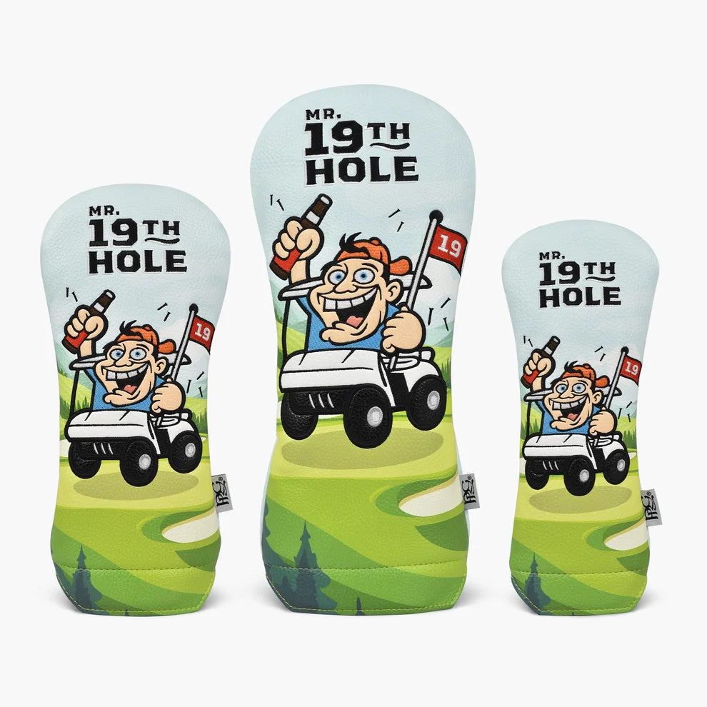 New 2025 PRG Originals Mr 19th Hole Design Golf Headcovers. Set of 3. Driver, Fairway and Rescue.