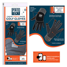 Load image into Gallery viewer, A Pair of Pro Tekt Men's Thermal Winter Golf Gloves - Black. Size Small, Medium, Medium Large, Large or XL
