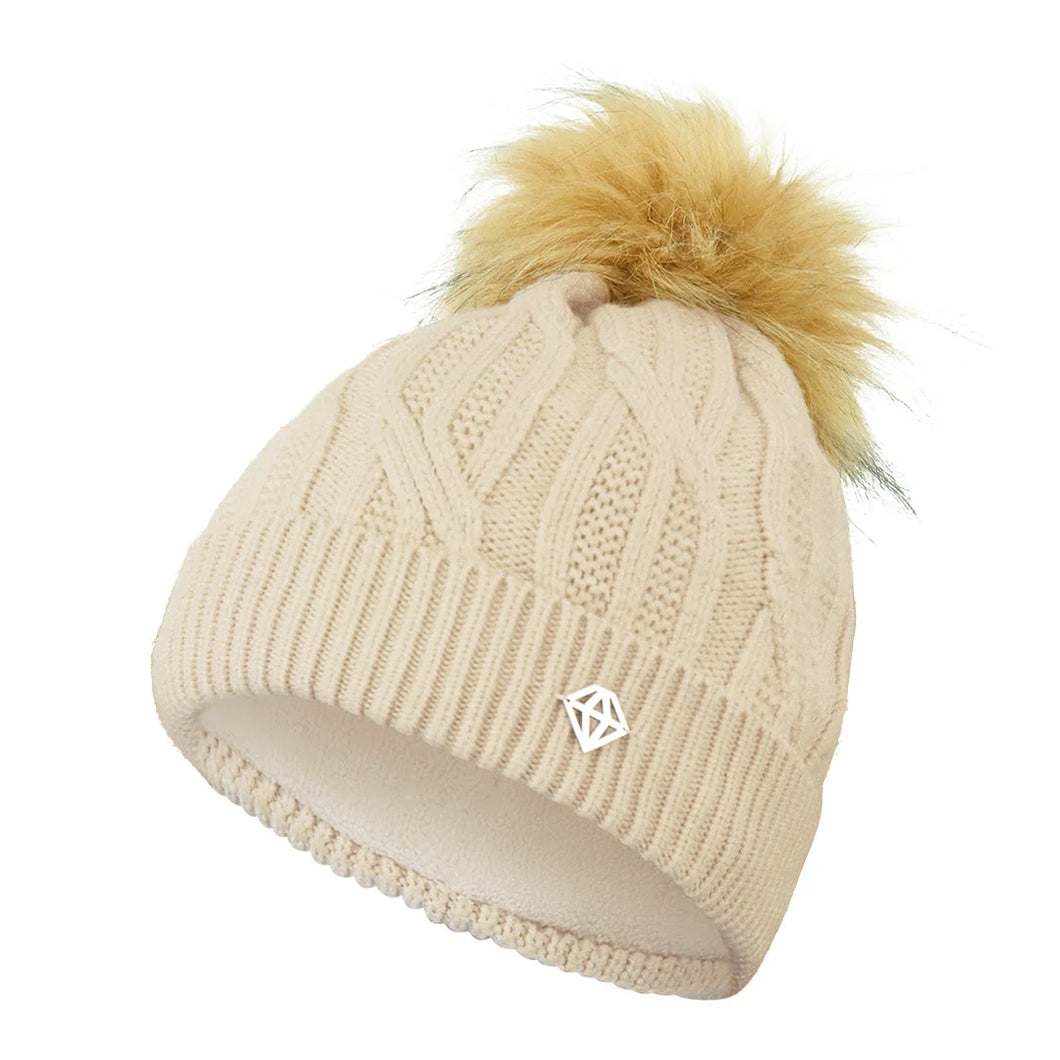 Pure Golf Ladies Greta Waterproof Golf Bobble Hat. Limestone.