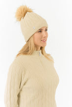 Load image into Gallery viewer, Pure Golf Ladies Greta Waterproof Golf Bobble Hat. Limestone.
