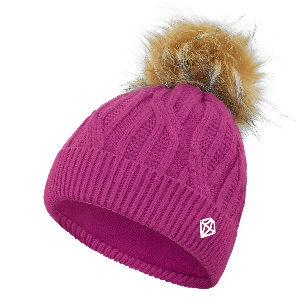 Pure Golf Ladies Greta Waterproof Golf Bobble Hat. Plum.