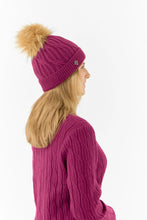 Load image into Gallery viewer, Pure Golf Ladies Greta Waterproof Golf Bobble Hat. Plum.
