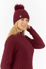 Load image into Gallery viewer, Pure Golf Ladies Greta Waterproof Golf Bobble Hat. Merlot.
