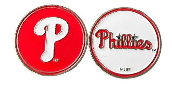 MLB Official Team Crested Golf Ball Marker. Double Sided. Philadelphia Phillies.