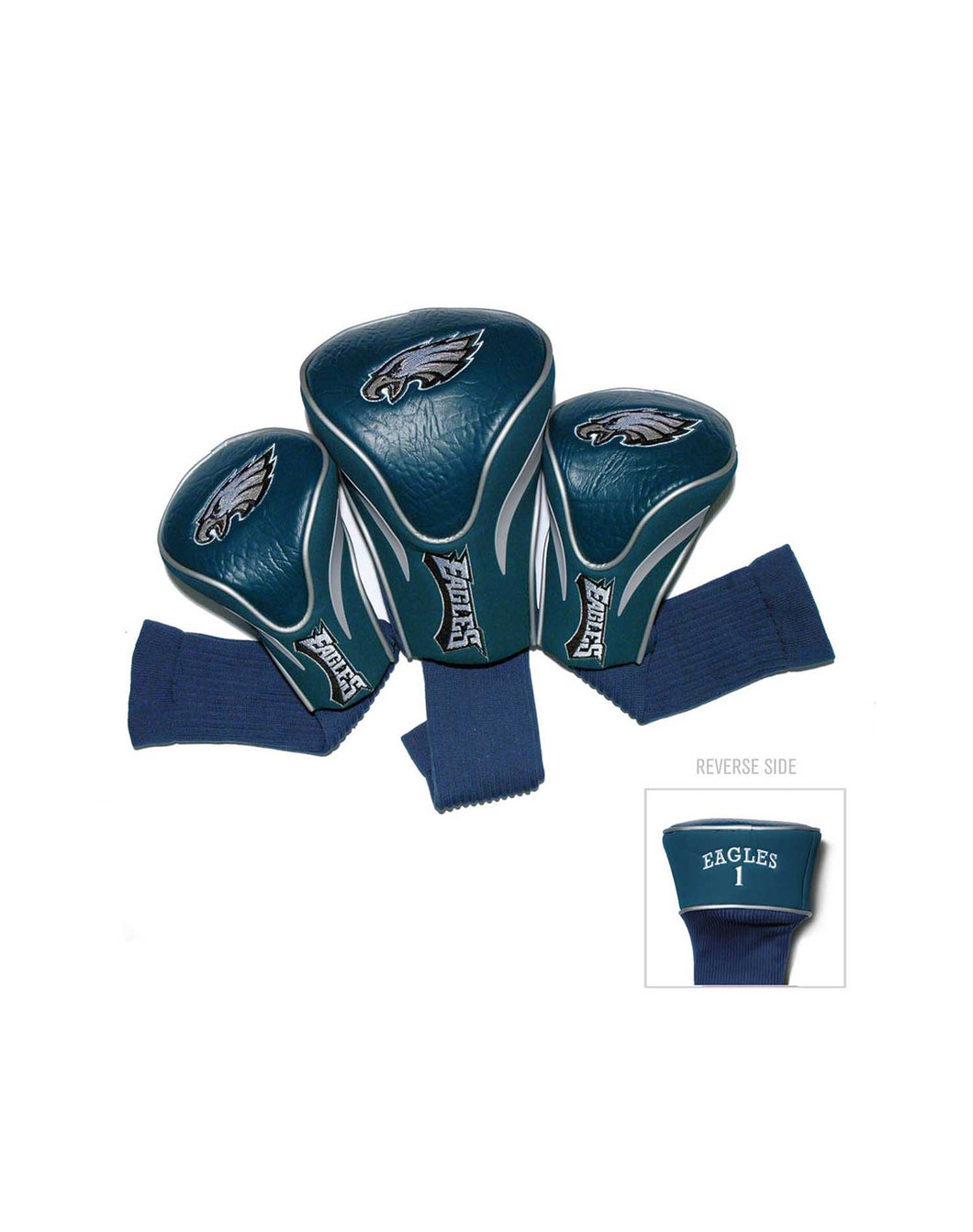 NFL Official Set of 3 Contour Golf Driver, 3 and X Headcovers. Philadelphia Eagles.