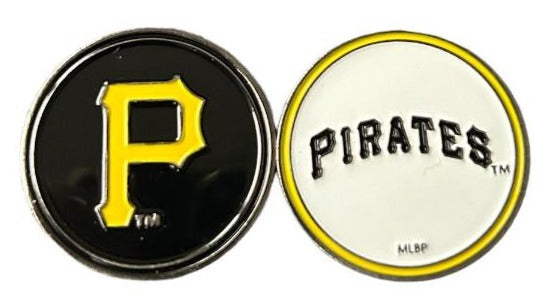MLB Official Team Crested Golf Ball Marker. Double Sided. Pittsburgh Pirates.
