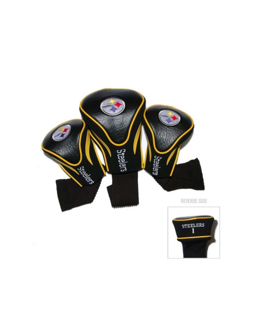 NFL Official Set of 3 Contour Golf Driver, 3 and X Headcovers. Pittsburg Steelers.