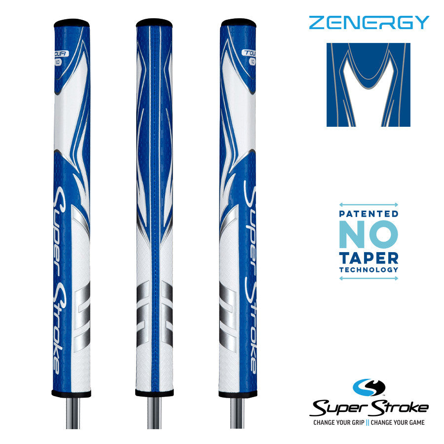 Superstroke Zenergy Tour 1.0 Golf Putter Grip, White / Blue