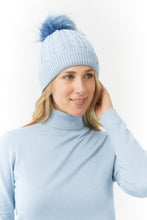 Load image into Gallery viewer, Pure Golf Ladies Suzie Waterproof Golf Bobble Hat. Powder Blue.
