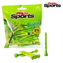 Load image into Gallery viewer, Pride Sports Special Edition &#39;Paint Splatter&#39; Golf Tees. Green / Yellow.
