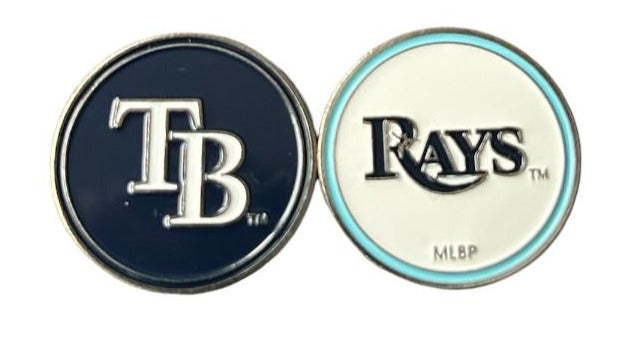 MLB Official Team Crested Golf Ball Marker. Double Sided. Tampa Bay Rays.