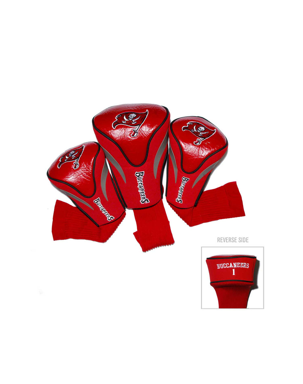 NFL Official Set of 3 Contour Golf Driver, 3 and X Headcovers. Tampa Bay Buccaneers.