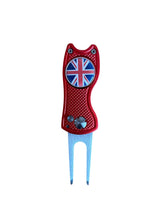 Load image into Gallery viewer, United Kingdom, Union Jack Crested Switchblade Design Golf Divot Tool With Detachable Golf Ball Marker
