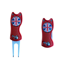 Load image into Gallery viewer, United Kingdom, Union Jack Crested Switchblade Design Golf Divot Tool With Detachable Golf Ball Marker
