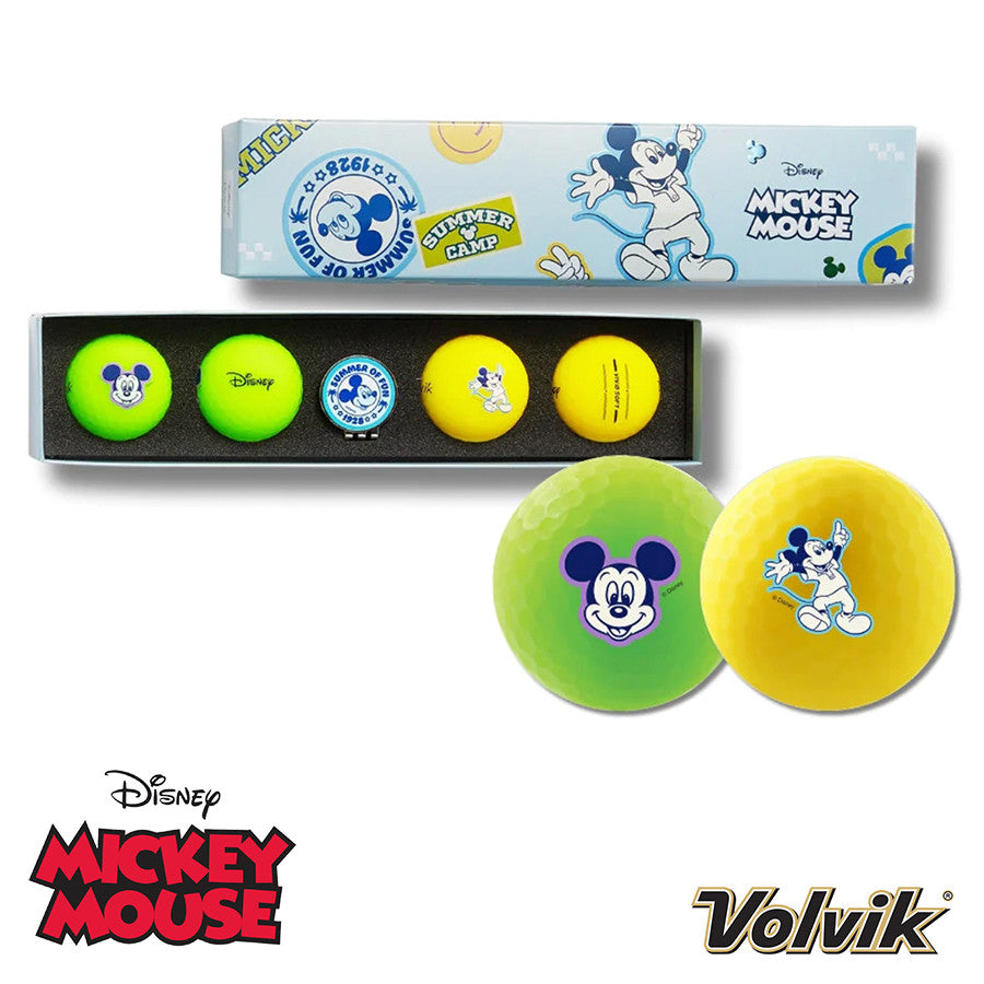 Volvik Vivid Soft Disney Pack 2.0 Golf Balls and Hat Clip. Mickey Mouse.