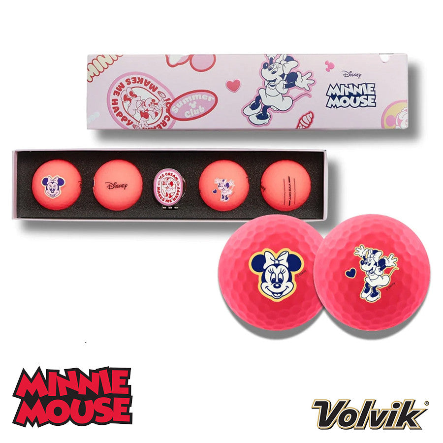 Volvik Vivid Soft Disney Pack 2.0 Golf Balls and Hat Clip. Minnie Mouse