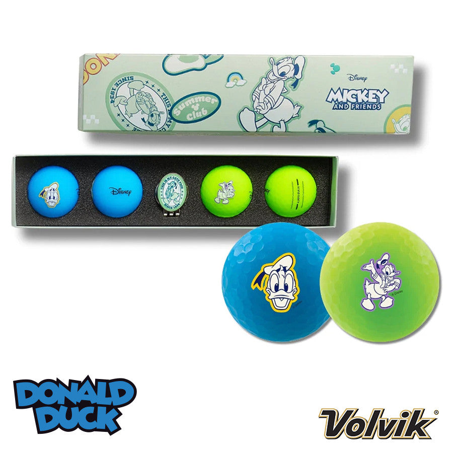 Volvik Vivid Soft Disney Pack 2.0 Golf Balls and Hat Clip. Donald Duck.