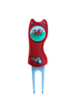 Load image into Gallery viewer, Wales Crested Switchblade Design Golf Divot Tool With Detachable Golf Ball Marker
