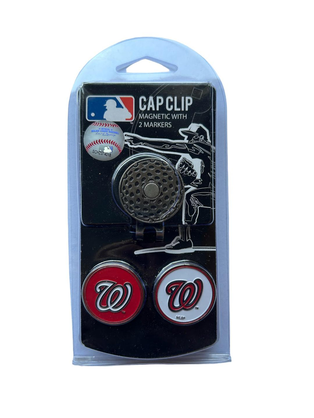 MLB Major League Baseball Official Golf Hat Clip and 2 Golf Ball Markers. Washington Nationals.