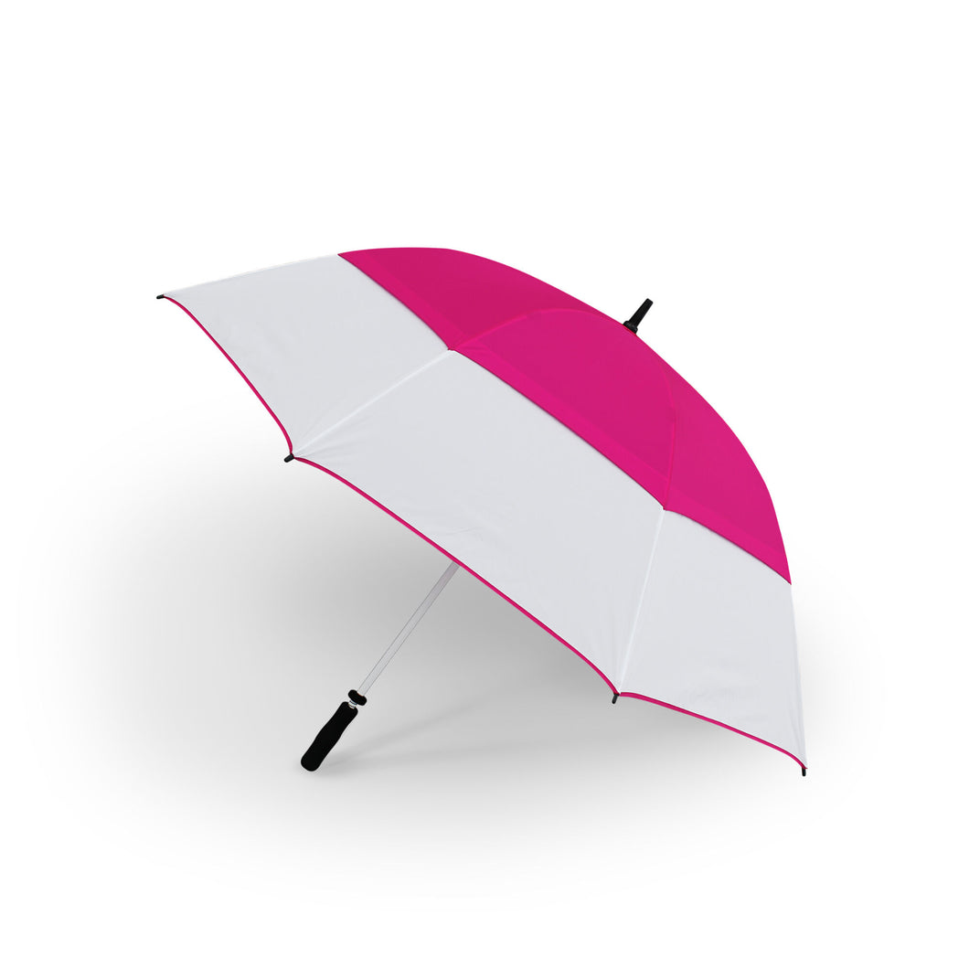 Masters Level 4 Golf Nimbus Contrast Twin Canopy Umbrella. White / Cerise.