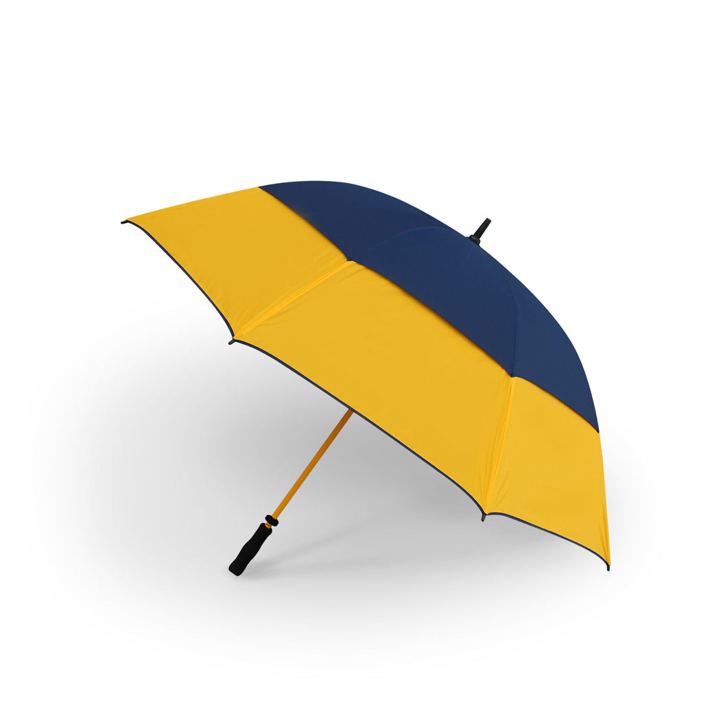 Masters Level 4 Golf Nimbus Contrast Twin Canopy Umbrella. Yellow / Navy.