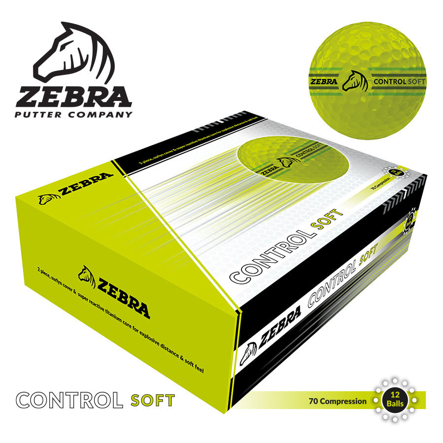 1 Dozen Zebra Control Golf Balls. Yellow.