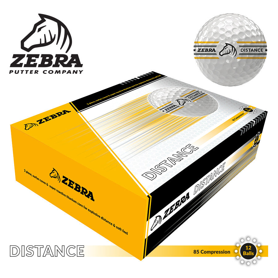 1 Dozen Zebra Distance Golf Balls. White.