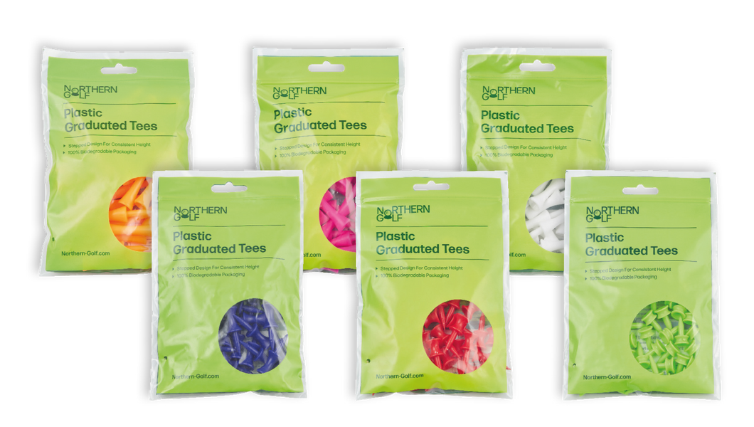 Northern Golf Plastic Graduated Castle Golf Tees. 6 Sizes, Various Colours. Free Postage.