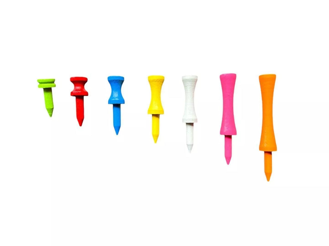 Bamboo Wood Graduated Castle Golf Tees. 7 Sizes, Various Colours. Free Postage.