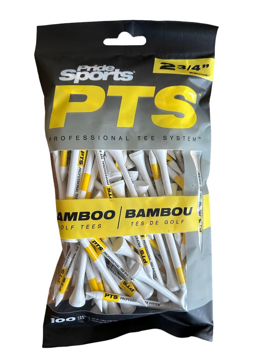 Pride Sports Professional Tee System. Bamboo Golf Tees. 100 Pack. 2 3/4 Inch. 69mm.