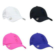 Load image into Gallery viewer, Surprizeshop Ladies Vented Golf Cap with Lady Golfer Embroidery . Navy Blue, White, Pink or Royal Blue.
