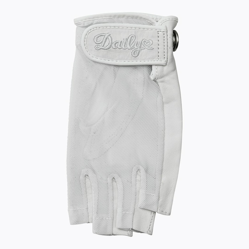 Daily Sports Leather Left Hand Half Finger Sun Glove. Small, Medium or Large. White, Pink or Black.
