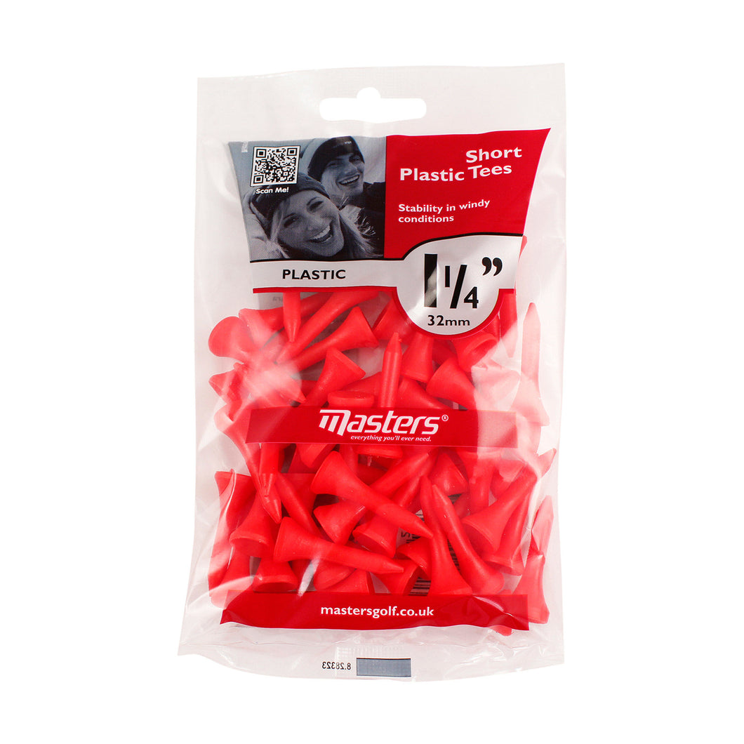 Masters Golf Plastic Tees. Red 1 1/4 Inch. Pack of 50.