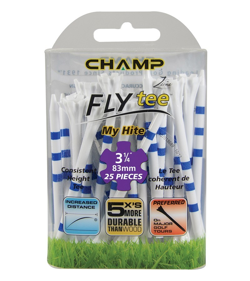 Champ Zarma My Hite Fly Golf Tees. 83mm White / Blue.