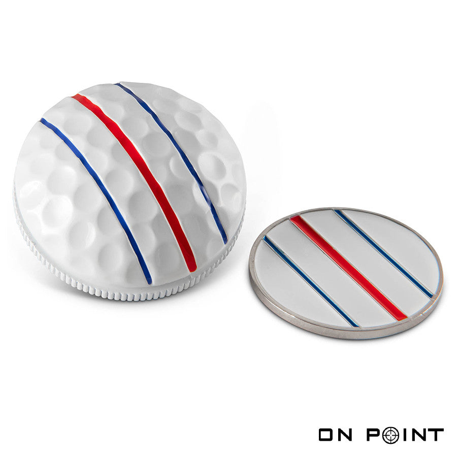 On Point 3D Golf Ball Marker. 3 Rail, Smooth or Dimpled.