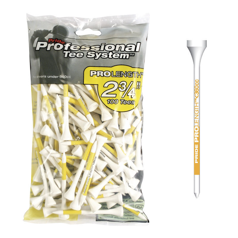 Pride Professional Tee System. Prolength Max Golf Tees. 100 Pack. 2 3/4 Inch.