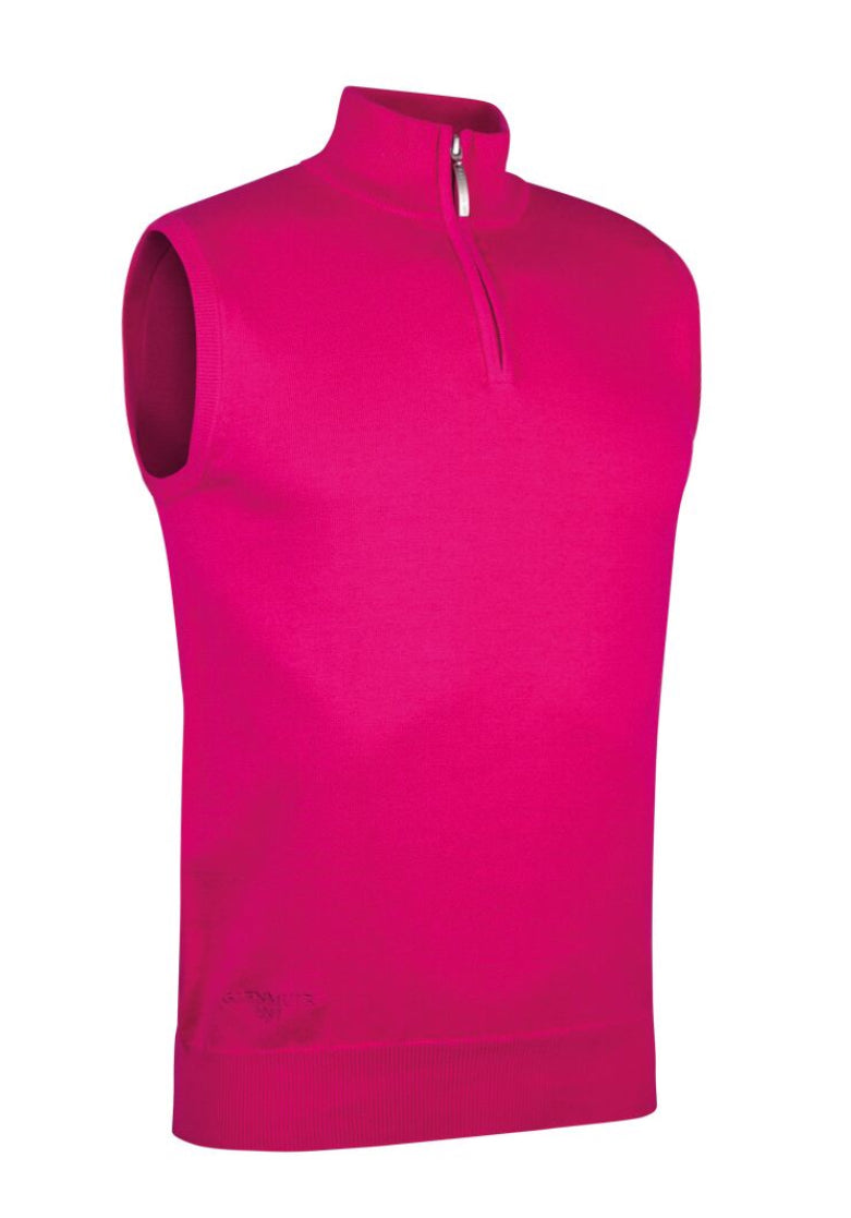 Glenmuir Zip Neck Stanley Cotton Sleeveless Sweater - Pink