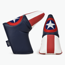 Load image into Gallery viewer, PRG Originals Captain America USA Design Golf Headcovers. Set of 3. Driver, Fairway and Rescue or Putter Cover.
