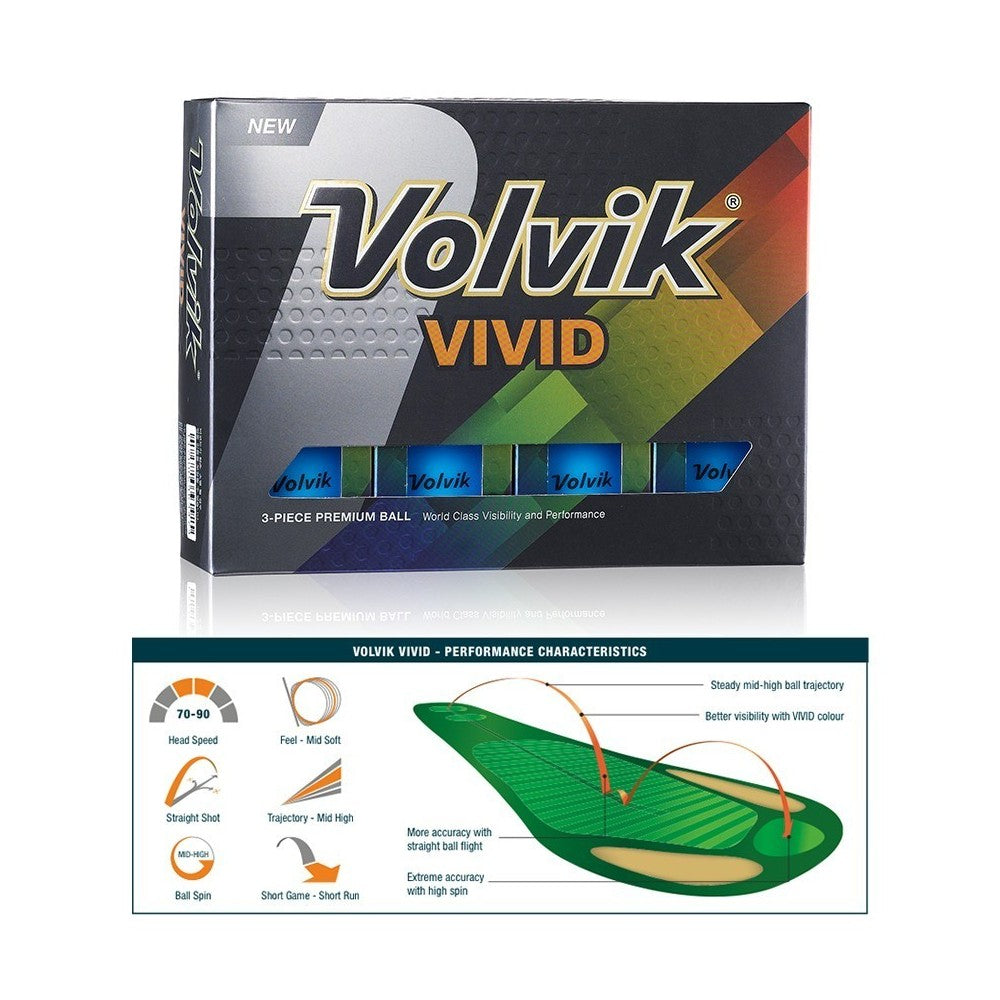 Volvik Vivid Golf Balls. Blue.