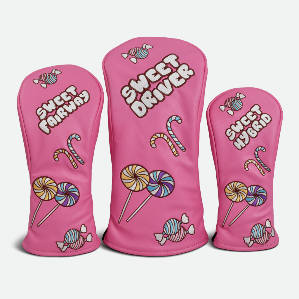 PRG Originals Sweet Pink Design Golf Headcovers. Set of 3. Driver, Fairway and Rescue.