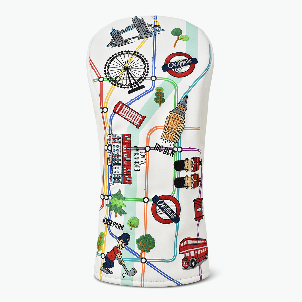 PRG Originals London UK Design Golf Headcovers. Set of 3. Driver, Fairway and Rescue or Putter Cover.
