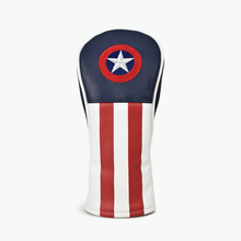 Load image into Gallery viewer, PRG Originals Captain America USA Design Golf Headcovers. Set of 3. Driver, Fairway and Rescue or Putter Cover.
