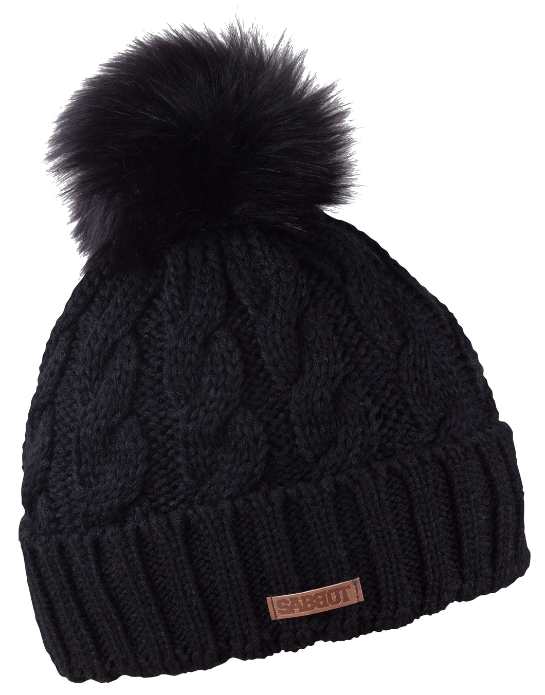 Sabbot Ladies Winter Fleece Lined Beanie Hat. Linda. Black.