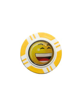 Load image into Gallery viewer, Vegas Poker Chip Golf Ball Marker. Yellow Laugh, Wink, Smile, Crazy or Angry.
