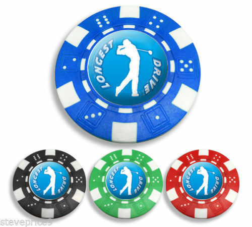 Longest Drive Crested Blue Poker Chip Golf Ball Marker
