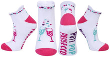 Load image into Gallery viewer, Surprizeshop Ladies Golf Socks. Single Pair, Putt Pop Prosecco, Off to the 19th or Wine Slogan.
