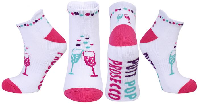 Surprizeshop Ladies Golf Socks. Single Pair, Putt Pop Prosecco, Off to the 19th or Wine Slogan.