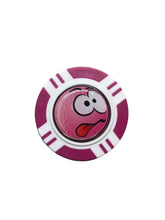 Load image into Gallery viewer, Vegas Poker Chip Golf Ball Marker. Pink Laugh, Wink, Smile, Crazy or Angry.
