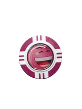 Load image into Gallery viewer, Vegas Poker Chip Golf Ball Marker. Pink Laugh, Wink, Smile, Crazy or Angry.
