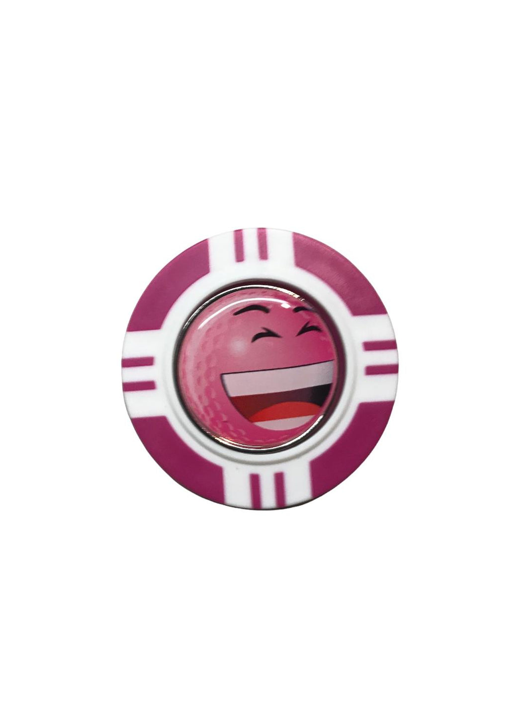 Vegas Poker Chip Golf Ball Marker. Pink Laugh, Wink, Smile, Crazy or Angry.